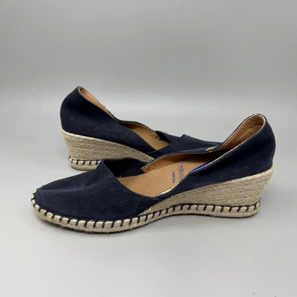 Verbenas Malena Women's Espadrille Blue Navy Suede Wedge Sandals Sz 9 US 40 EU